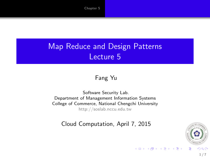 map reduce and design patterns lecture 5