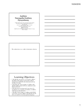 Learning Objectives    1. I  de ntify the  pre va le nc e  o f Co lo ra do  c hildre n  ide