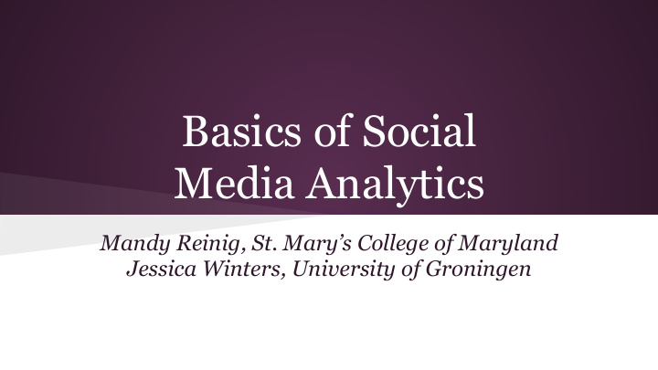 basics of social media analytics