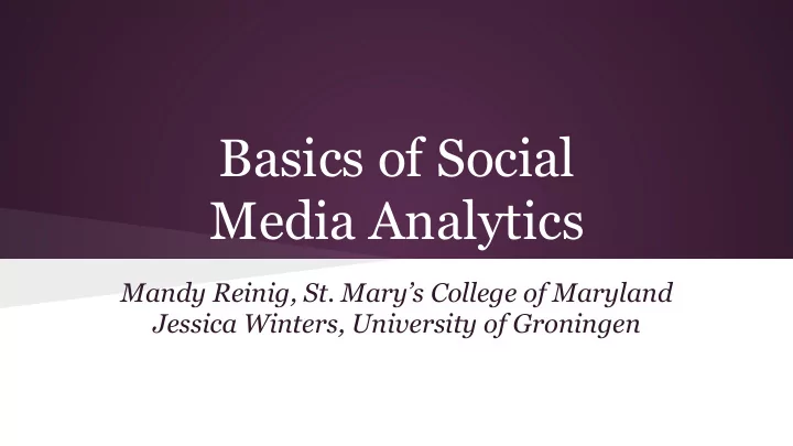 basics of social media analytics