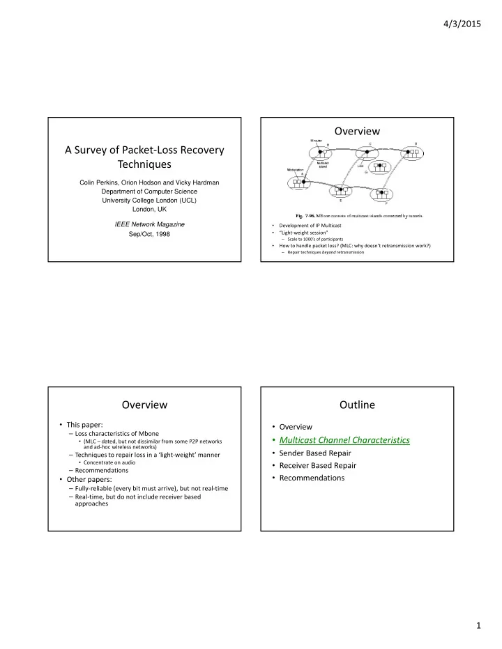 overview a survey of packet loss recovery techniques