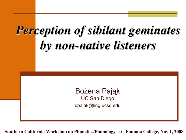 perception of sibilant geminates perception of sibilant