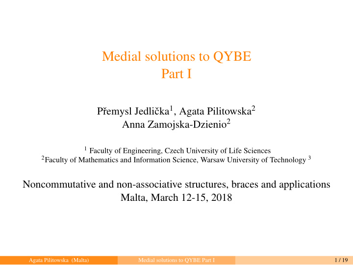medial solutions to qybe part i