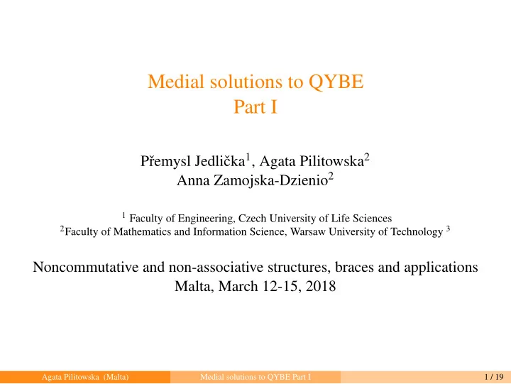 medial solutions to qybe part i