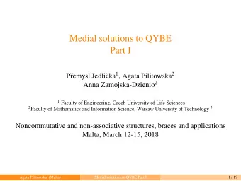 Medial solutions to QYBE  Part I cka 1 , Agata Pilitowska 2  P  remysl Jedli Anna