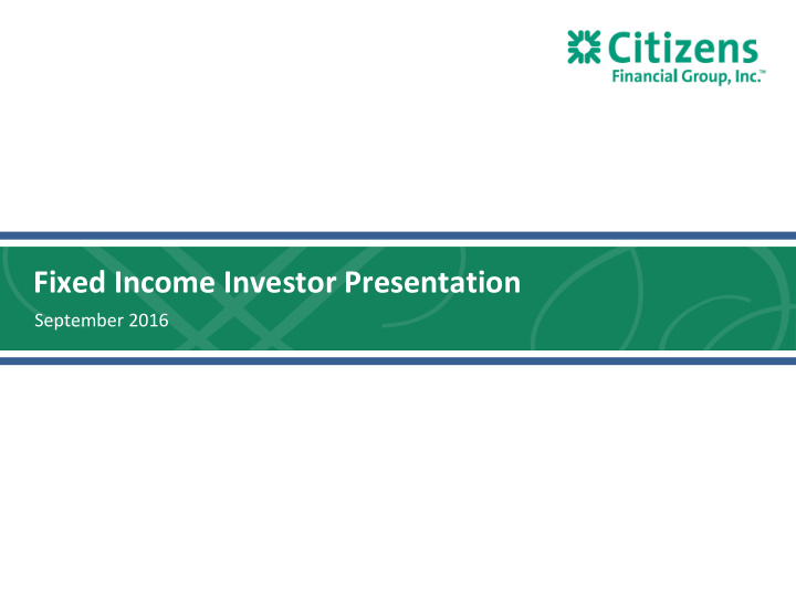 fixed income investor presentation