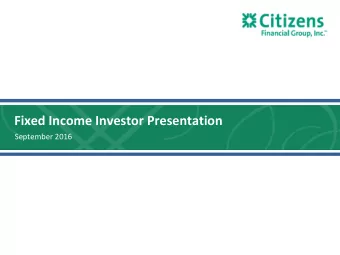 Fixed Income Investor Presentation  September 2016 Important Information and GAAP/NonGAAP