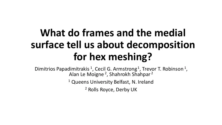 what do frames and the medial surface tell us about