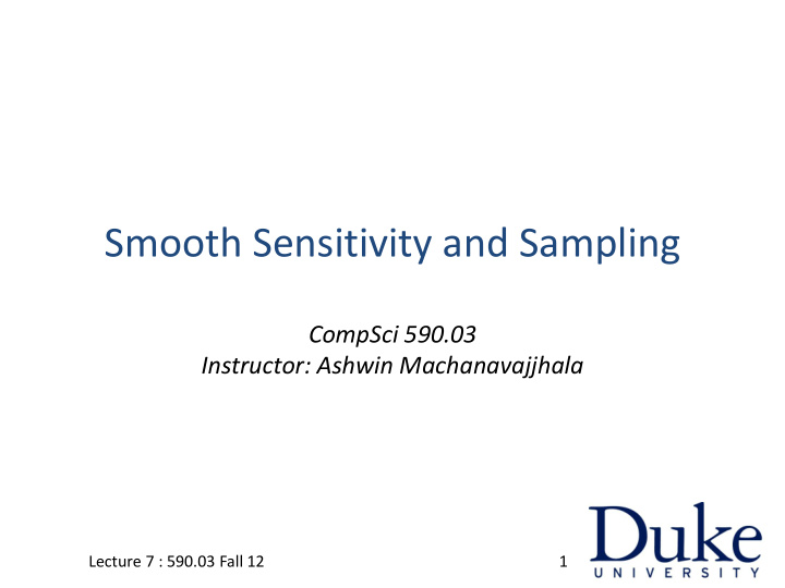 smooth sensitivity and sampling