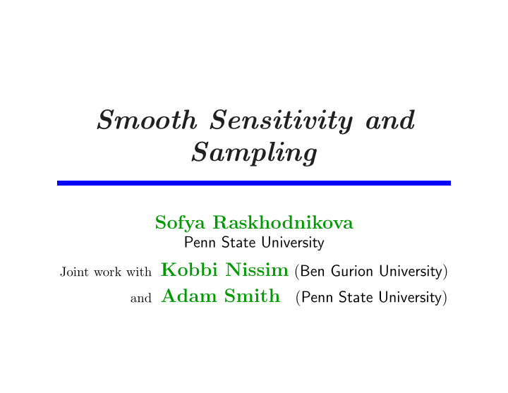 smooth sensitivity and sampling