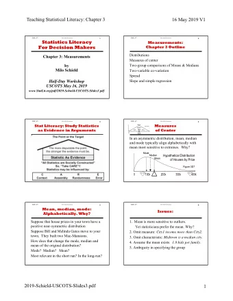 Teaching Statistical Literacy: Chapter 3  16 May 2019 V1  Ch3: V1  Ch3: V1  2019 USCOTS Workshop  1