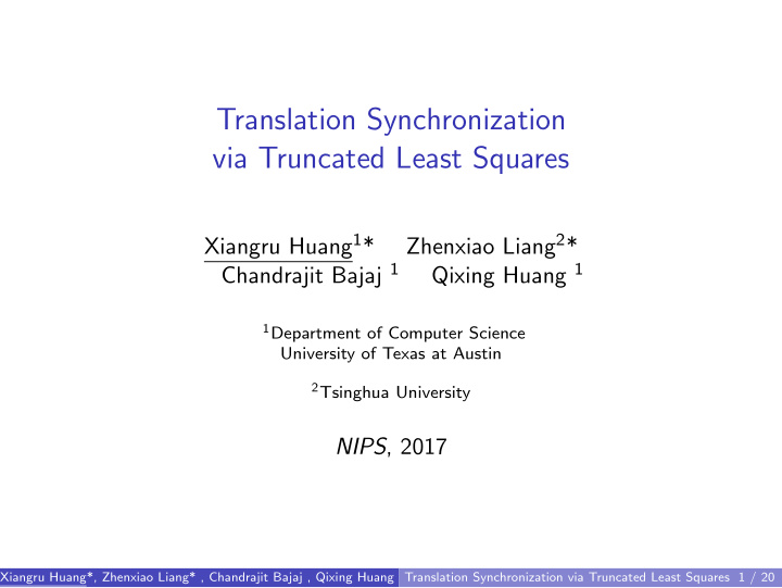 translation synchronization via truncated least squares