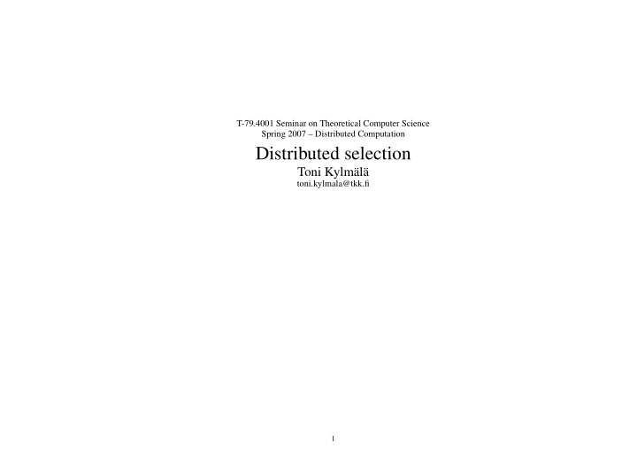 distributed selection