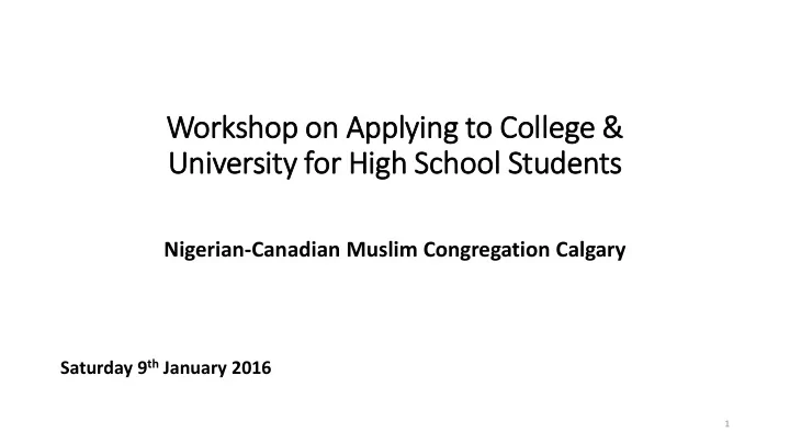 work rkshop on applying to coll llege