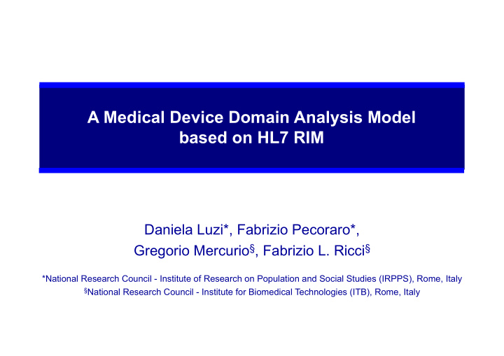 a medical device domain analysis model based on hl7 rim