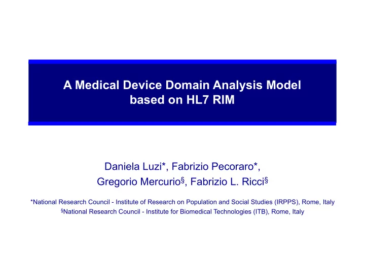 a medical device domain analysis model based on hl7 rim