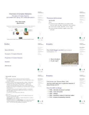 network  Complex Networks  Complex Networks  Prof. Peter Dodds  Nutshell  Nutshell  noun