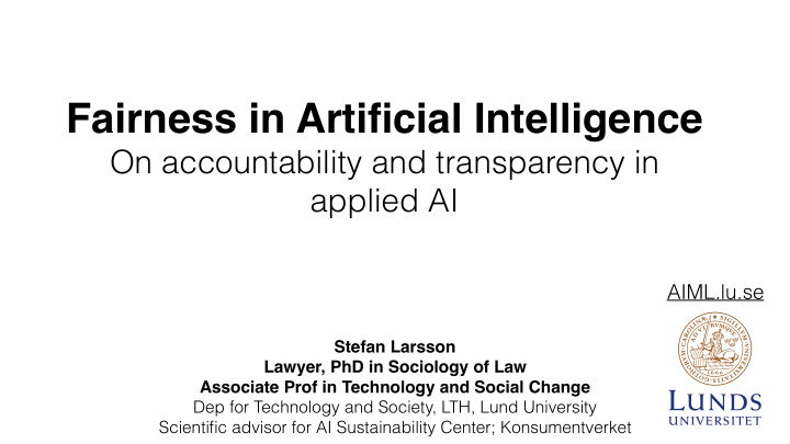 fairness in artificial intelligence