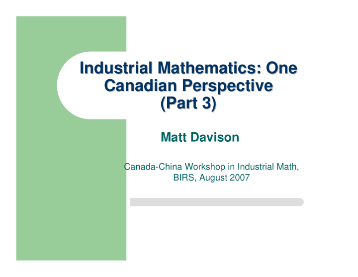 industrial mathematics one industrial mathematics one