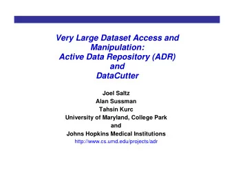Very Large Dataset Access and  Manipulation:  Active Data Repository (ADR)  and  DataCutter  Joel