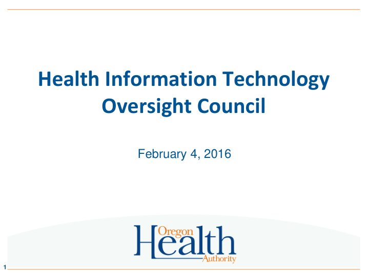 health information technology oversight council