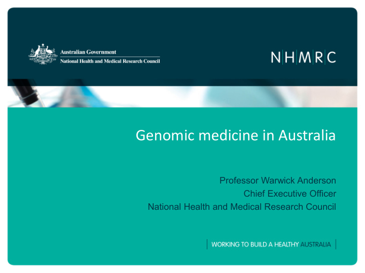genomic medicine in australia