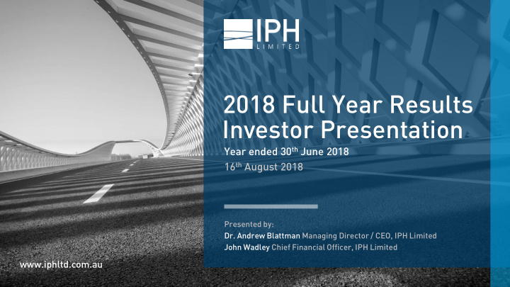 2018 full year results investor presentation