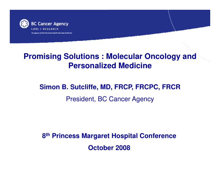 promising solutions molecular oncology and personalized