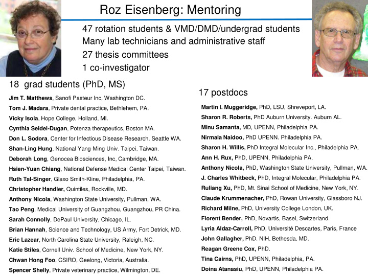 roz eisenberg mentoring