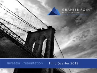 Investor Presentation  Third Quarter 2019  Safe Harbor Statement  This presentation contains, in