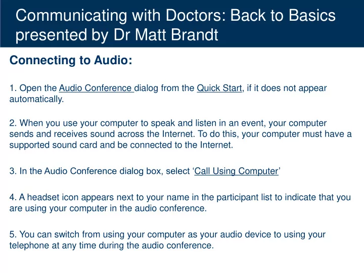 presented by dr matt brandt