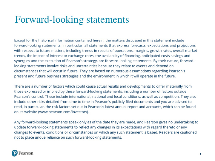 forward looking statements