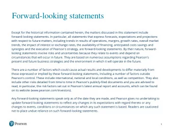 Forward-looking statements  Except for the historical information contained herein, the matters
