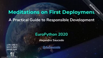 Meditations on First Deployment  c  c  e  e  d  d  o  o  A Practical Guide to Responsible