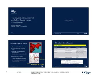 The surgical management of  medullary thyroid cancer  Nothing to disclose  Updated guidelines