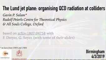 The Lund jet plane: organising QCD radiation at colliders  Gavin P . Salam*  Rudolf Peierls