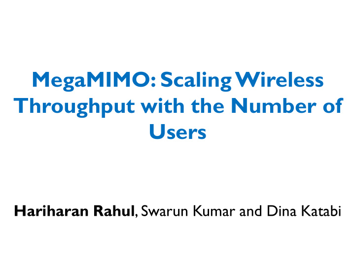 megamimo scaling wireless