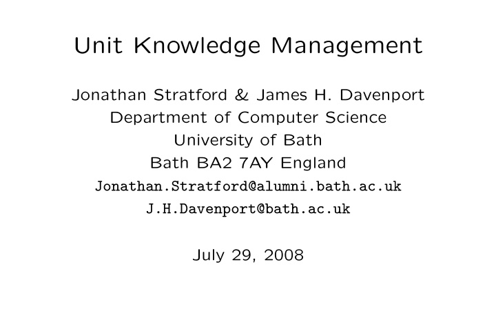 unit knowledge management