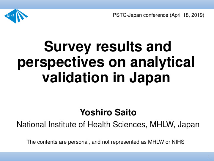 survey results and perspectives on analytical validation