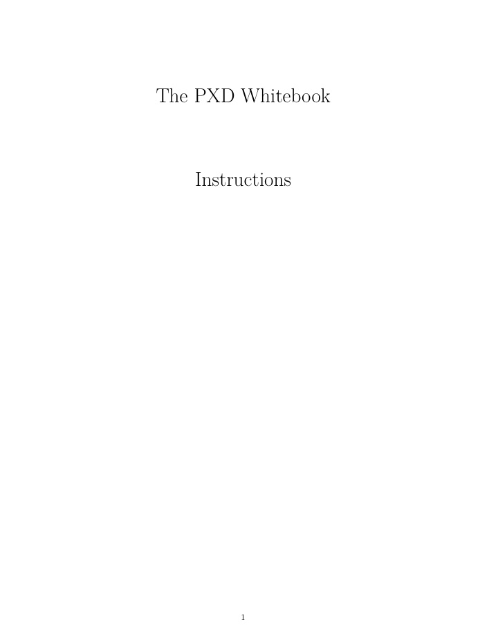 the pxd whitebook instructions