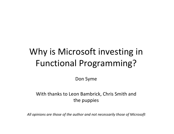 why is microsoft investing in functional programming