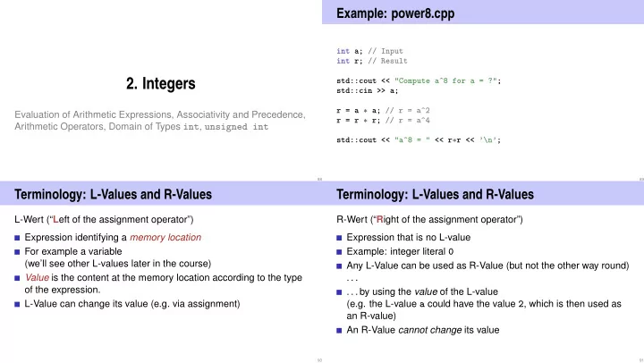 2 integers
