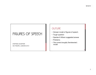 FIGURES OF SPEECH  Tough question  Sperber &amp; Wilson suggested answer  Problems  The