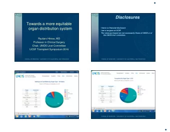 Disclosures  Towards a more equitable  organ distribution system  I have no financial disclosure  I