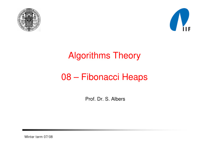 algorithms theory 08 fibonacci heaps