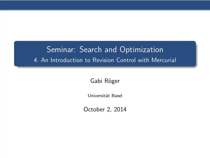 seminar search and optimization