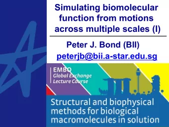 Simulating biomolecular  function from motions  across multiple scales (I)  Peter J. Bond (BII)