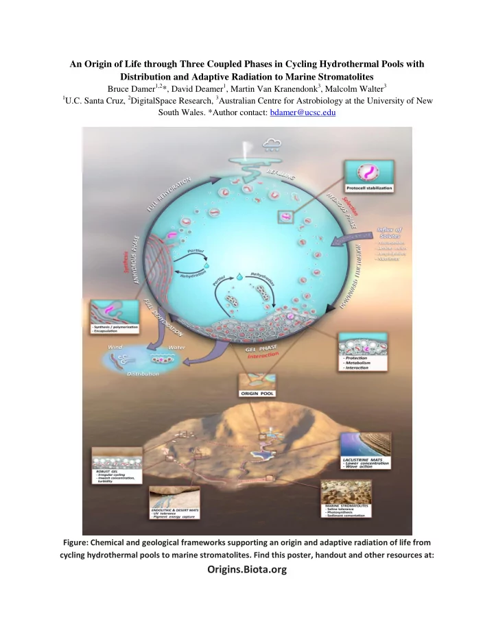 abstract we present a novel model for an origin of life