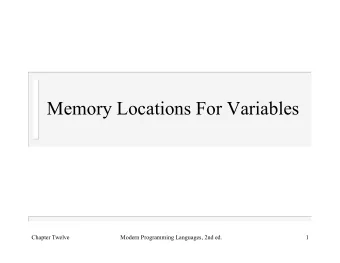 Memory Locations For Variables  Chapter Twelve  Modern Programming Languages, 2nd ed.  1  A Binding