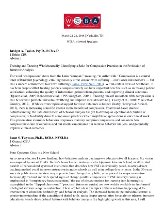 Bridget A. Taylor, Psy.D., BCBA-D  1 Ethics CEU  Abstract:  Training and Treating Wholeheartedly: